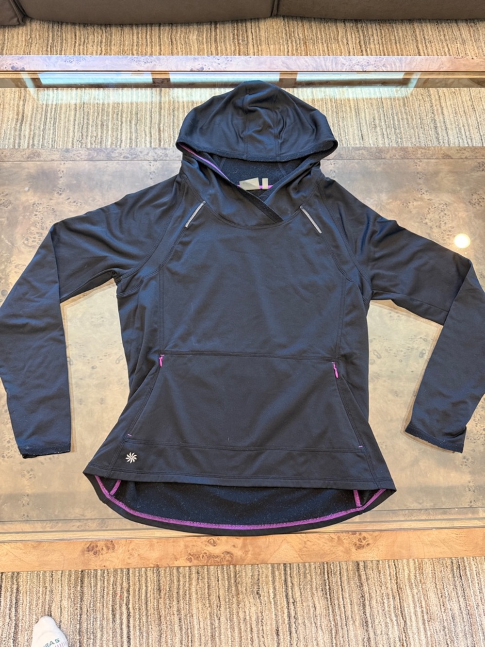 Athleta Black Hoodie with Purple Trim